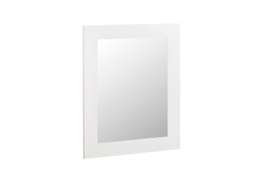 Elegantné obdĺžnikové nástenné zrkadlo Blanc s masívnym dreveným rámom v bielom prevedení