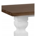 Luxusný koloniálny jedálenský stôl Blanc v bielom prevedení s hnedou povrchovou doskou 200cm