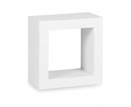 Štýlová moderná nástenná polička Blanc štvorcového tvaru z masívneho dreva mindi bielej farby 40cm