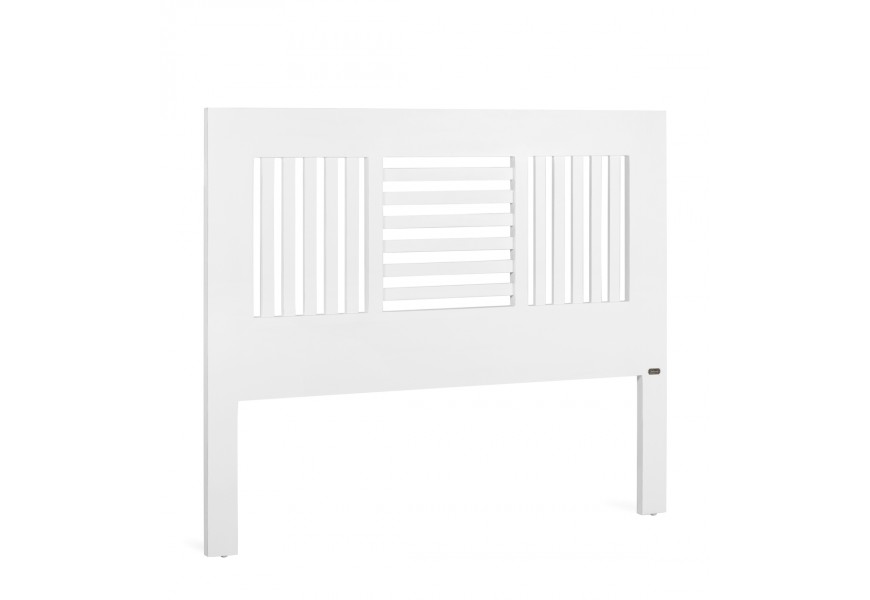 Luxusné masívne čelo postele Blanc z dreva mindi s bielou povrchovou úpravou