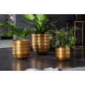 Luxusný set troch kovových kvetináčov Baneli okrúhleho tvaru v žiarivom zlatom prevedení