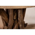 Vidiecka stolná lampa Missle z prírodného teakového dreva s okrúhlym béžovým tienidlom 50cm 