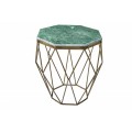 Moderný príručný stolík Diamond Marble z tyrkysovo zeleného mramoru s podstavou z mosadze