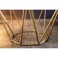 Dizajnový príručný stolík Solid Diamond z masívu v modernom štýle s kovovou podstavou v zlatej farbe hnedý 50cm