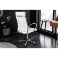 Moderná biela kancelárska stolička Big Deal z ekokože s kovovou konštrukciou s nastaviteľnou výškou 107-117cm