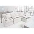 Moderná rohová sedačka Heaven do obývačky s čalúnením z prírodného ľanu bielej farby 255cm