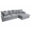 Moderná rohová sedačka Heaven do obývačky so sivým čalúnením z ľanu 255cm
