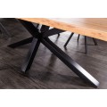 Masívny industriálny jedálenský stôl Akante z akáciového dreva s čiernou kovovou podstavou hnedý obdĺžnikový 200cm