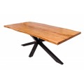 Moderný jedálenský stôl Akante z akáciového masívu s čiernymi nožičkami v tvare hviezdy obdĺžnikový hnedý