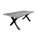 Industriálny obdĺžnikový jedálenský stôl Garret z dreva s čiernymi kovovými nožičkami sivý 160cm