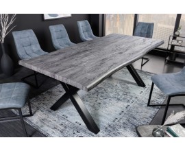 Industriálny sivý jedálenský stôl Garret v prevedení dub s prekríženými kovovými nožičkami obdĺžnikový