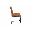 Dizajnová vintage jedálenská stolička Modena s hnedým poťahom z mikrovlákna a s čiernymi nohami 92cm