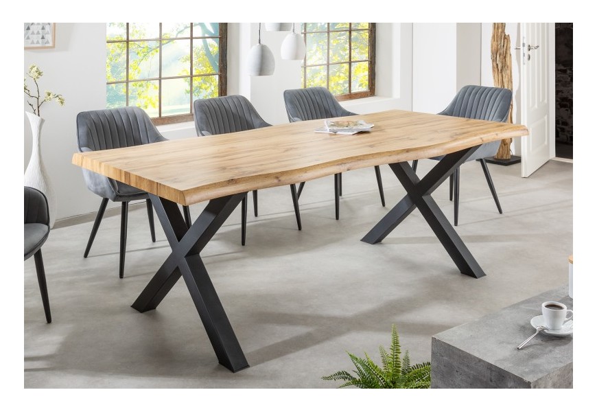 Industriálny jedálenský stôl Lynx z laminovaného dreva s čiernymi nožičkami z kovu bledo hnedý obdĺžnikový