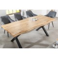 Moderný obdĺžnikový jedálenský stôl Lynx z bledo hnedého dreva s čiernymi prekríženými nožičkami z kovu