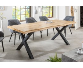Industriálny obdĺžnikový jedálenský stôl Lynx z dreva s čiernymi kovovými nožičkami bledo hnedý 200cm