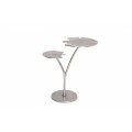 Art-deco strieborný príručný stolík Ginko s dvoma doskami v tvare listu kovový 56cm