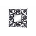 Luxusné nástenné zrkadlo Muriel v matnej čiernej farbe s ozdobným rámom z dreva a polyresinu 75cm