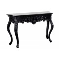 Barokový luxusný konzolový stolík Muriel z dreva a polyresinu v matnej čiernej farbe s vyrezávaným zdobením 110cm 