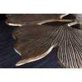 Art-deco kovový konferenčný stolík Ginko v zlatej farbe s troma čiernymi nožičkami  75cm