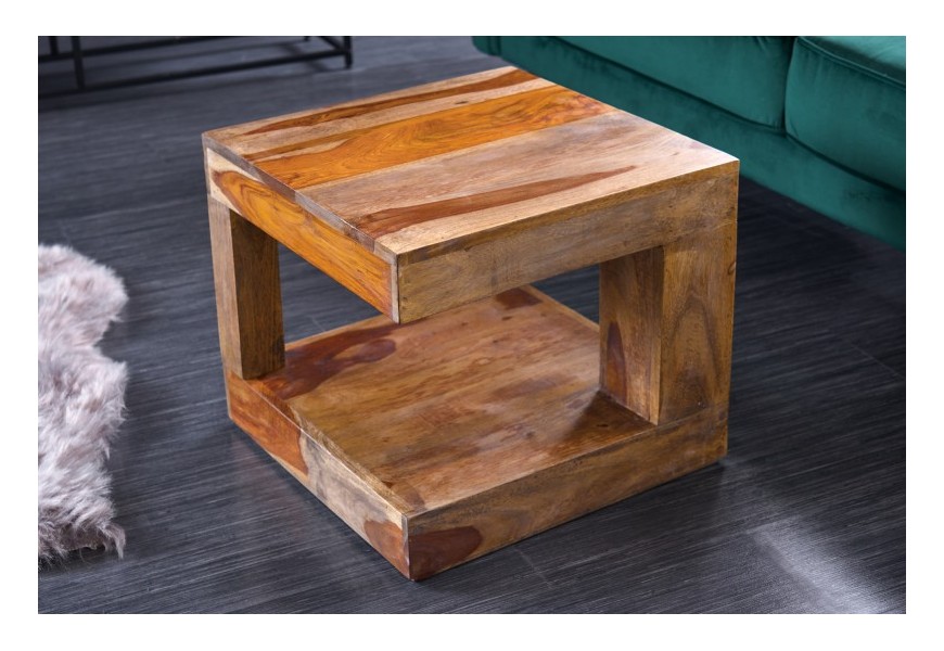 Masívny konferenčný stolík Giant z palisandrového dreva hnedej farby štvorcového tvaru