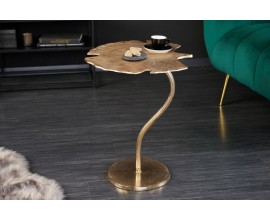 Art-deco dizajnový príručný stolík Ginko v tvare listu zlatý 53cm
