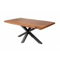Industriálny masívny jedálenský stôl Mammut z akáciového dreva hnedej farby s čiernymi kovovými nohami 180cm