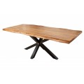 Industriálny masívny jedálenský stôl Mammut z akáciového dreva hnedej farby a s čiernymi kovovými nohami 220cm