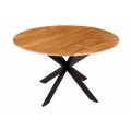Industriálny jedálenský stôl Comedor okrúhleho tvaru z masívneho akáciového dreva s kovovými nohami 130cm