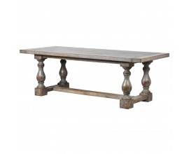 Rustikálny masívny jedálenský stôl Teulada v sivohnedej farbe s vyrezávanými nohami 240cm