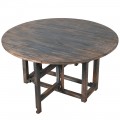 Vintage okrúhly jedálenský stôl Teulada z masívneho dreva so sklápacou doskou 152cm