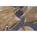 Dizajnový príručný stolík Ginko v art deco štýle s dvoma doskami v tvare listu v zlatej farbe 56cm