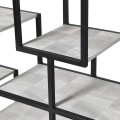 Industriálny regál Quadria Blanca s čiernym kovovým rámom a drevenými poličkami sivej farby 200cm