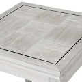 Drevený moderný príručný stolík Quadria Blanca v sivobielej farbe štvorcového tvaru 50cm
