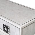 Moderný konzolový stolík Quadria Blanca z masívu v sivobielej farbe so štyrmi zásuvkami 160cm