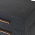 Moderný čierny nočný stolík Agava z masívneho dubového dreva s tromi zásuvkami 61cm