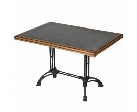 Industriálny obdĺžnikový jedálenský stôl Wes s čiernou kovovou vrchnou doskou s dubovým rámom 120cm