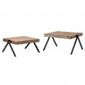 Industriálny hnedý set konferenčných stolíkov Impact s vrchnou doskou z masívneho dubového dreva obdĺžnikový