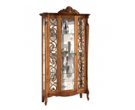 Baroková luxusná masívna vitrína Pasiones na nožičkách s presklenými vyrezávanými dvierkami 197cm
