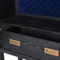Masívna art deco barová skrinka Agava čiernej farby s poličkami zásuvkou a závesným systémom 180cm