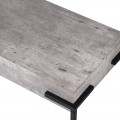 Moderný industriálny konzolový stolík Maelynn z dreva s čiernymi kovovými nožičkami betónový sivý 123cm
