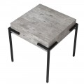 Moderný industriálny štvorcový príručný stolík Maelynn z dreva v prevedení betón sivý 45cm