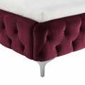 Luxusná chesterfield manželská posteľ Modern Barock so zamatovým poťahoam vínovej červenej farby 180x200cm