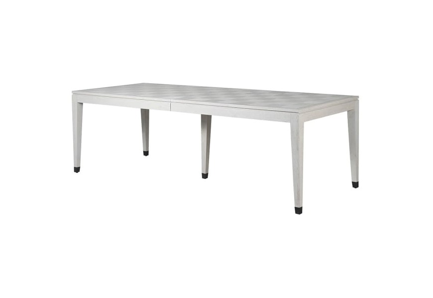 Moderný biely rozkladací jedálenský stôl Quadria Blanca z masívneho dubového dreva so šachovnicovým vzorom