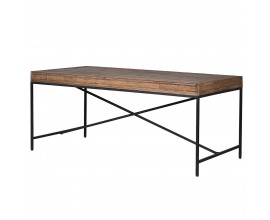 Masívny vintage jedálenský stôl Ondine s čiernou konštrukciou obdĺžnikový hnedý dub 180cm