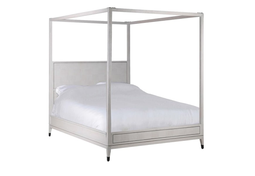 Moderná biela manželská posteľ Quadria Blanca z masívneho dreva s nebesami 160cm