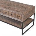 Industriálny TV stolík Ondine vo vintage štýle s troma zásuvkami z dubového masívu starohnedý 175cm