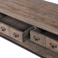 Industriálny TV stolík Ondine vo vintage štýle s troma zásuvkami z dubového masívu starohnedý 175cm