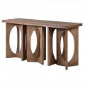 Vidiecky hnedý konzolový stolík Village Style z masívneho dreva s tvarovanými štýlovými nožičkami