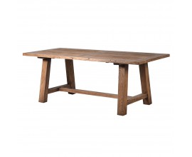 Vidiecky hnedý jedálenský stôl Cooper z masívneho brestového dreva so štyrmi nožičkami