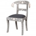 Vintage stolička Garibaldi sivo-bielej farby s ornamentálnym zdobením technikou intarzie 88cm